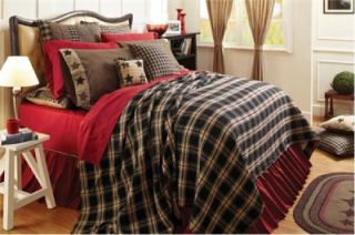 Bingham Queen Plaid Woven Coverlet Black Red Cotton Bedspread Plaid 
