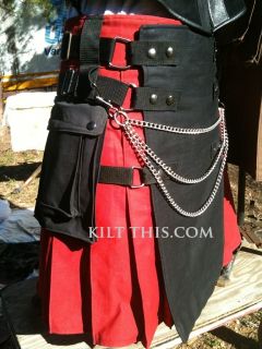 Red N Black Duck Cloth Mens Utility Kilts