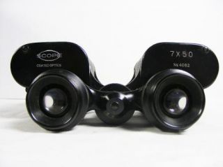   SCOPE 7 X 50 Coated Optics Binoculars No. 4082 with Leather Case NICE
