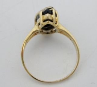 VINTAGE MARQUISE CUT BLACK ONYX 10K YELLOW GOLD RING SIZE 7 NoReserve