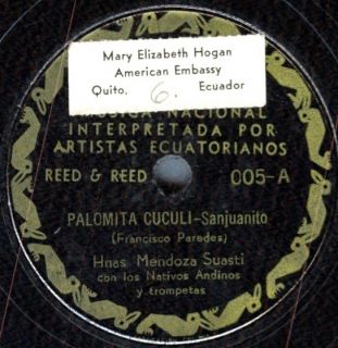 Hermanas Mendoza Suasti on RARE 1937 Reed Reed 005 Ecuador Palomita 