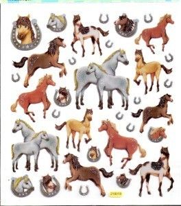 Horse Horseshoe Scrapbooking Stickers w Glitter Accent