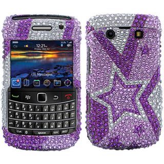 Purple Silver Star Bling Rhinestone Case Cover for Blackberry Bold 2 