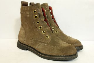Lucky Brand Binnie Suede Leather Wingtip Ankle Boots Antler Sz 10M $ 