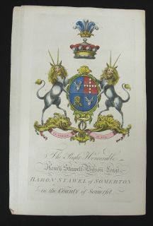   Coat of Arms Henry Stawell Bilson Legge Baron Somerton Somerfet