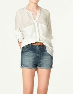 Women Blouse Fashion Loose White Chiffon Shirt Button Tunic Shirt HY04 