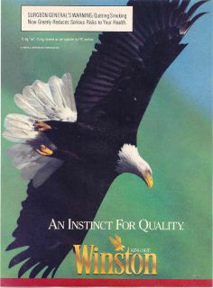 1991 Winston Cigarette Ad Flying Eagle Tobacco Bird