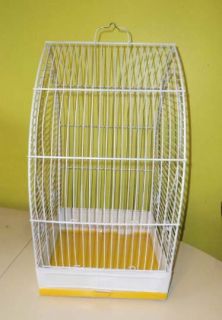 Very Cute Vintage Cottage Style White Metal Bird Cage W/ Accessories