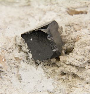 Sharp Metallic Silver Bixbyite 14mm Crystal in Rhyolite Matrix 