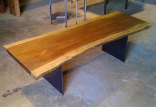 Custom Made Slab Leg Coffee Table Reclaimed Monkeypod