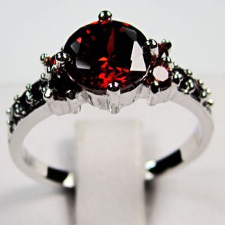 Bland New Ruby Ladys 10KT White Gold Filled Ring 8 Free