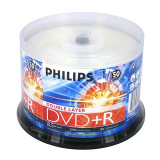 50 Philips Logo Blank DVD R DVDR Dual Double Layer DL Disc Media 8 5GB 