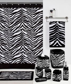 Zebra Pattern Black and White Bathroom Bath Hand Towel