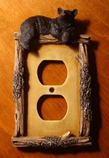 BLACK BEAR OUTLET COVER Rustic Log Cabin Primitive Lodge Home Decor 