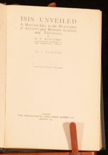 1923 2vol Isis Unveiled A Master Key to The Mysteries of Science and 