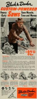 1953 Ad Black Decker Portable Electric Power Tools Saws Woodworking 