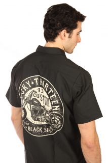 lucky 13 black sin mens black button front shirt this lucky
