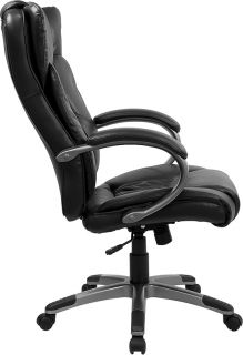 leather executive office chair high back thick double padding on