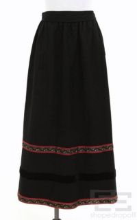   Boutique Black Multicolor Ribbon Trim Belted A Line Skirt