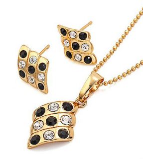   Gold Filled Black Crystals Necklace Earrings Set s A256 B