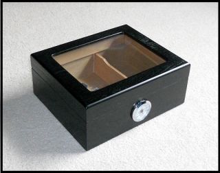 Black Onyx Glasstop Humidor 50 Cigar Capacity w Access