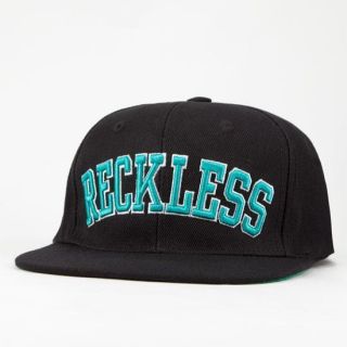 Young Reckless Black Block Wool Blend Flat Bill Snapback Hat Ball Cap 