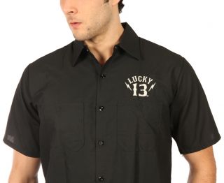 lucky 13 black sin mens black button front shirt this lucky