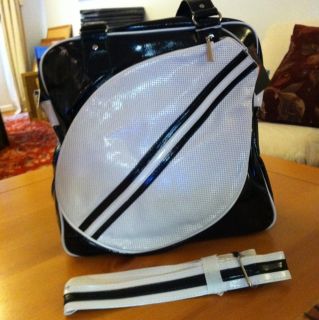 Tennis Bag with Retro Styling Classic Black Synthetic Leather White 