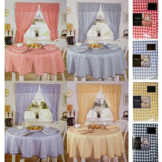   Check Kitchen Linen in 4 Colours Choose Tablecloths Napkins Curtains