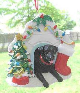 new lab retriever black dog house christmas ornament