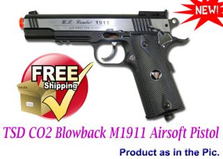 TSD CO2 Blowback M1911 Airsoft Pistol 2 Tone Metal Slide Black Nylon 