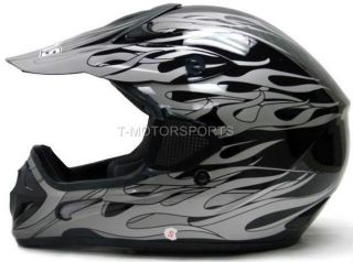 Black Flame Dirt Bike Off Road ATV Motocross Helmet S