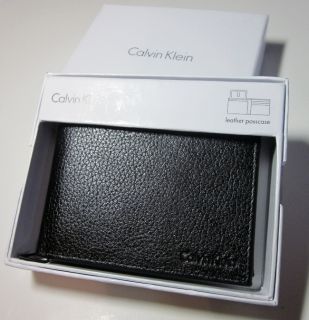   Mens Black Leather Bifold Wallet with ID Window Flap in Box