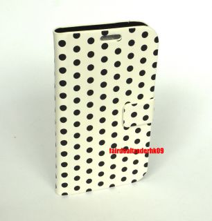 Polka Dot Leather Wallet Pouch Flip Case Cover Stand for Samsung 