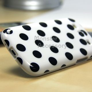 White Black Polka Dot Soft Candy Skin Gel Case Cover for Samsung 