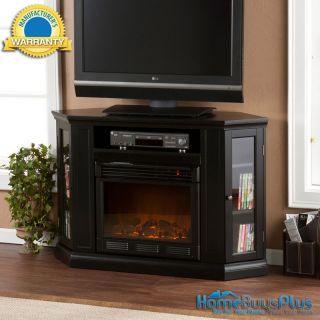 Black Electric Fireplace Media TV Stand Corner or Flat Wall Remote 