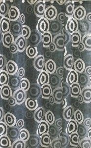 Shower Curtain Circles Gray Black White 70 x 72 Polyester