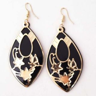   Black Gold Water Drop Shape Shinning Dangle Earring Jewelry