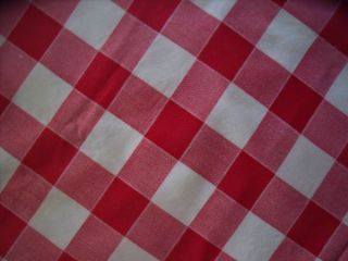 Shabby Christmas Cottage Chic VINTAGE RED & WHITE GINGHAM TABLECLOTH