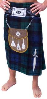Scottish Kilt Towel Black Watch Kilt Features Sporan Dagger