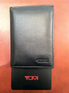 TUMI BRAND NEW IN BOX MULTI WINDOW CARD CASE BLACK GENUINE LEATHER ID 