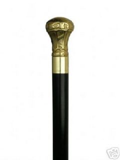 Brass Knob Mylord Style Black Wooden Walking Cane Canes