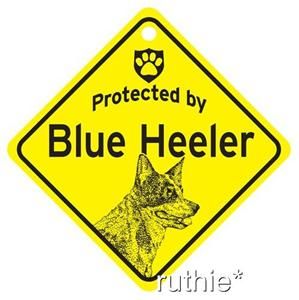 Protected by Blue Heeler Dog Window Sign Made in USA