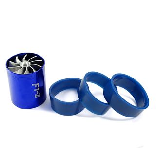   Fit Blue Car Alloy Double Propeller Turbo Turbine Air Intake Saver Fan
