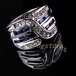 Jewellery Bland new sapphire mens 10kt white Gold GF Ring 10