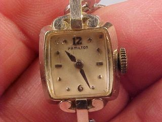 14 KT White Gold Hamilton 17 Jewel Ladies Stem Wind Wrist Watch
