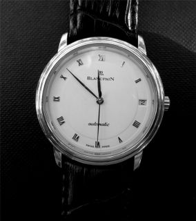 Blancpain Villeret Ultra Slim Automatic Watch White Dial Date Leather 