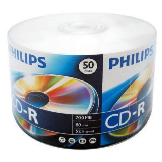 50 52x Philips Logo Blank CD R CDR Disc 80min 700MB