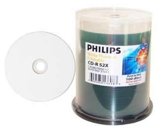 600 Philips CD R 52x White Thermal Hub Printable CDR