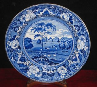 Antique Blue Staffordshire Cabinet Plate CA 1830s Blenheim